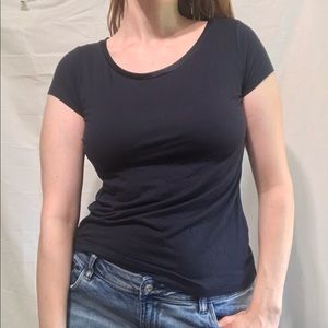 Banana Republic navy blue ribbon lined scoop neck